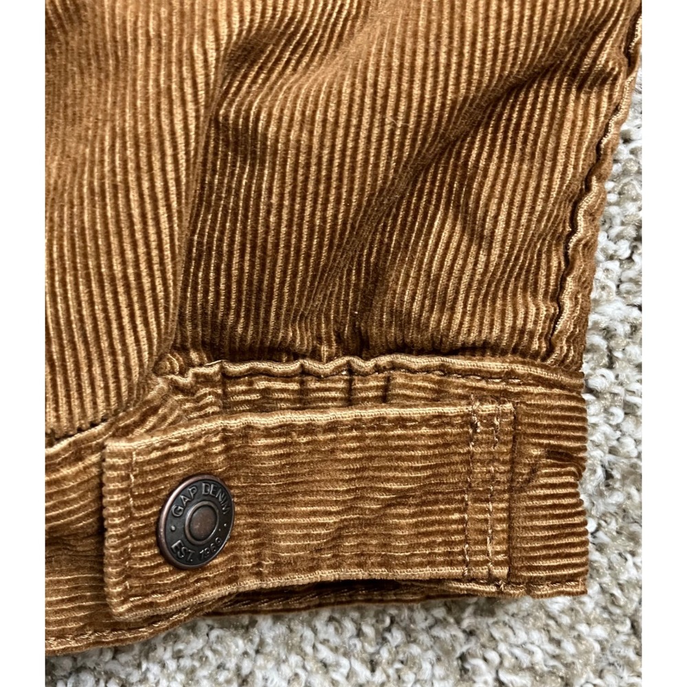 GAP Mens XXL Brown Corduroy Sherpa Lined Trucker Jacket Tan Pockets Insulated - Picture 8 of 11